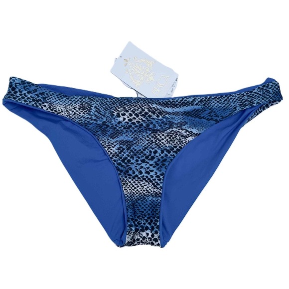 NWT Becca Size Large Reversible Bikini Blue Snake Print Pattern - Picture 2 of 12